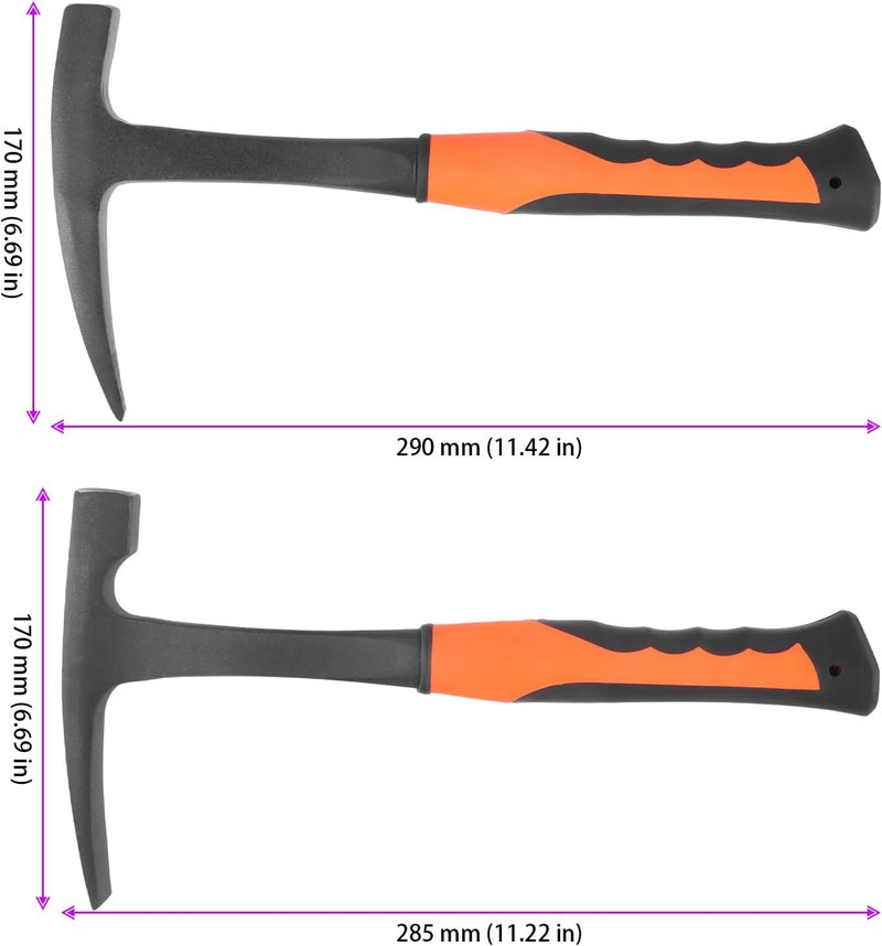 FUNSUEI 2 PCS Small Rock Pick Set, All Steel Rock Pick with Flat and Pointed Head, Non-skid Handle, 28oz, 30oz - Image 2